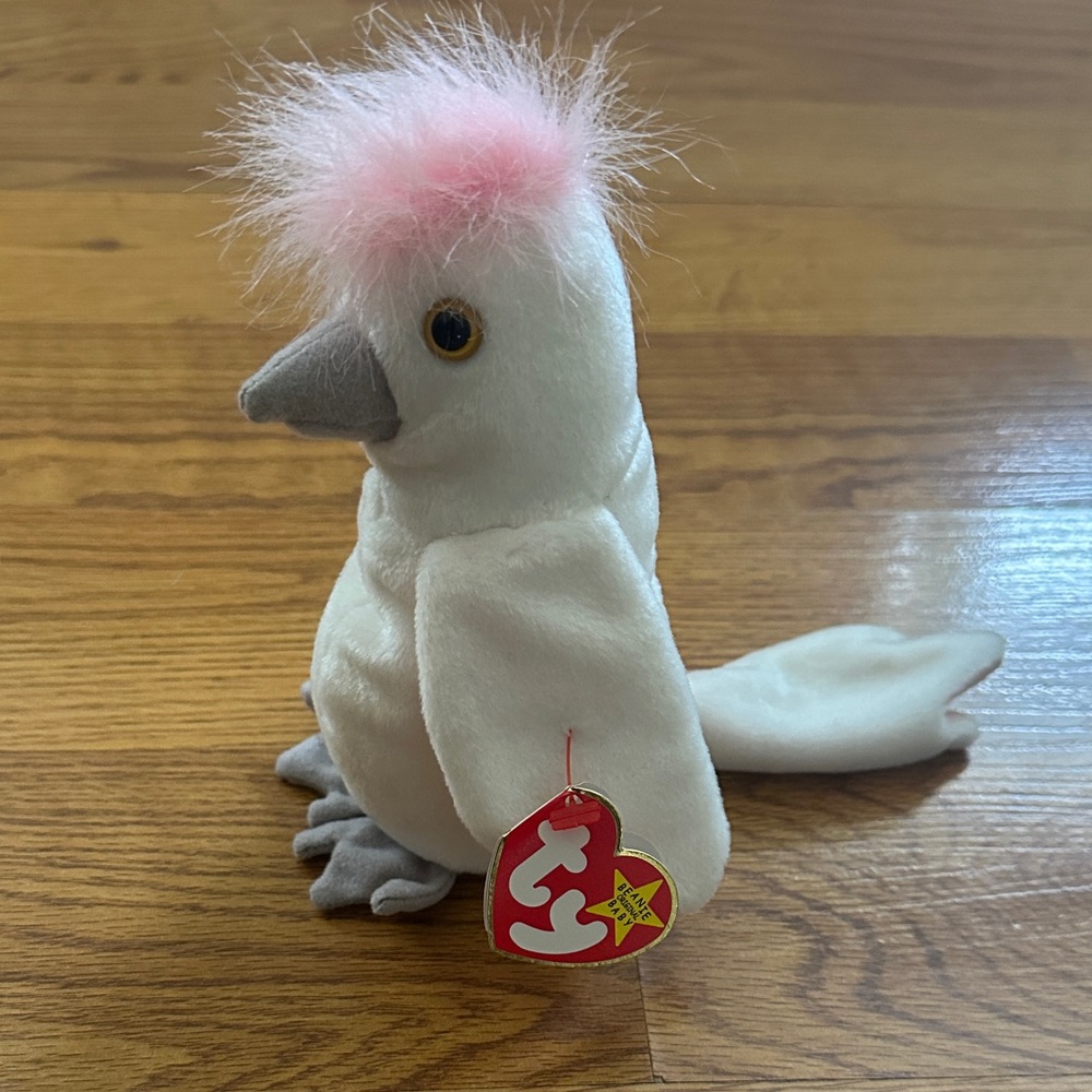Ty Plush Cockatoo with Pink Crest and White Body - Kuku